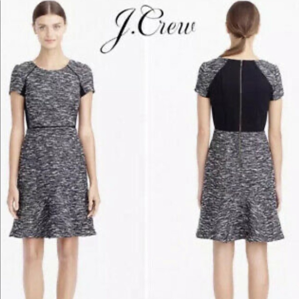 J. Crew 8 Tweed Boucle Fit Flare Dress Black